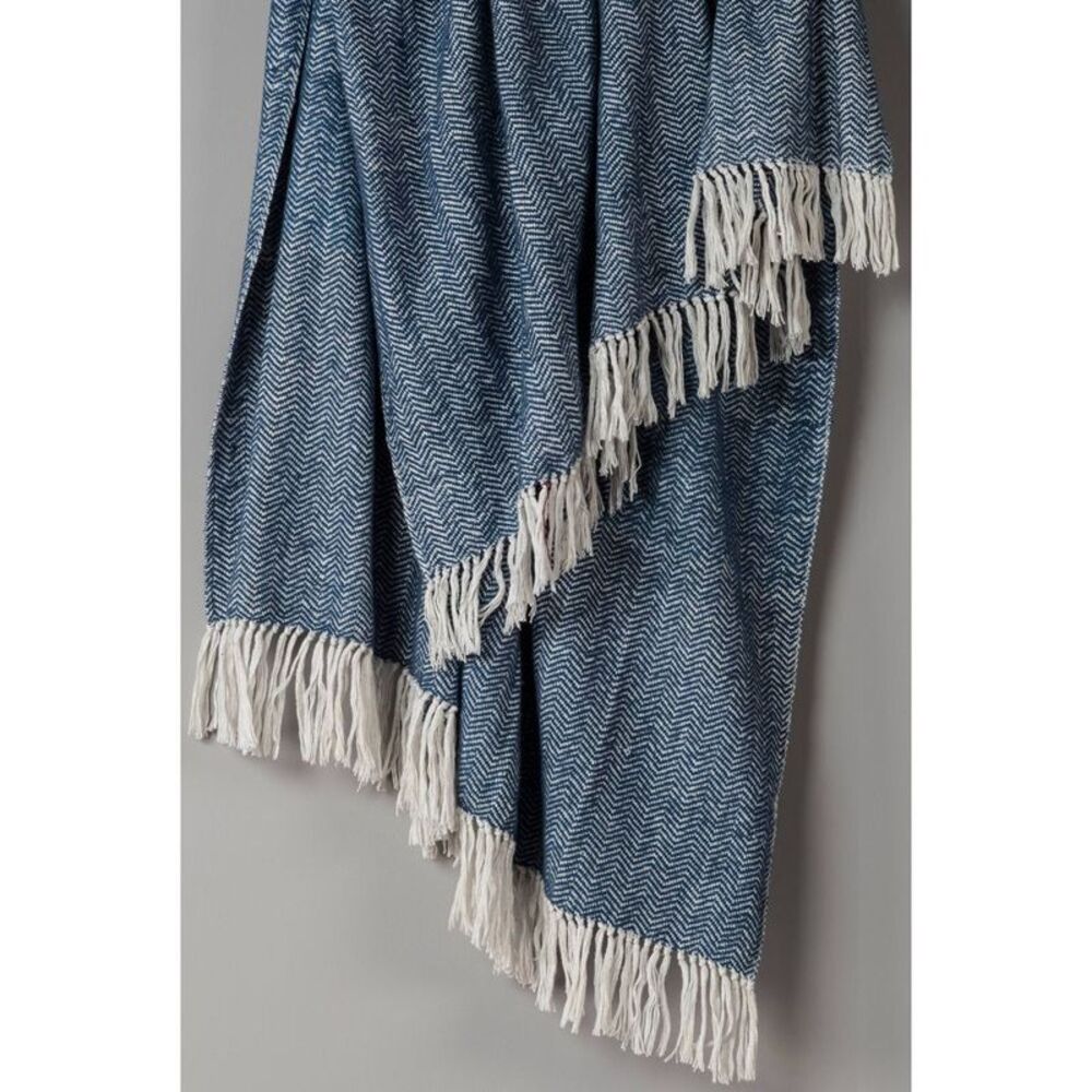 Rizzy Home - 50"x60" Chevron Throw Blanket Blue - Rizzy Home Blue